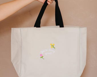 You're Doing Great Embroidered Tote Bag, Linen Shoulder Bag, Eco Friendly Grocery Bag, Embroidered Tote Bag, Personalized Tote Bag