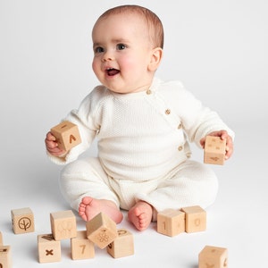 Handmade Wooden English Alphabet Blocks Set of 26 Educational Toy for Children Natural Wood ABC Block Set image 9