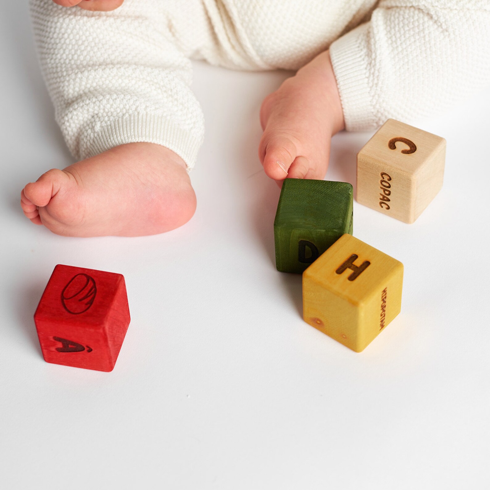 English Wooden Alphabet Blocks Set ABC Cubes With Letters for Children ...