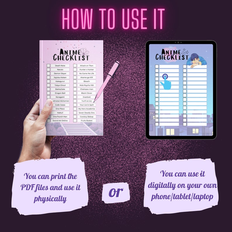 Lifetime Anime Checklist Anime Tracker Anime List to See Etsy