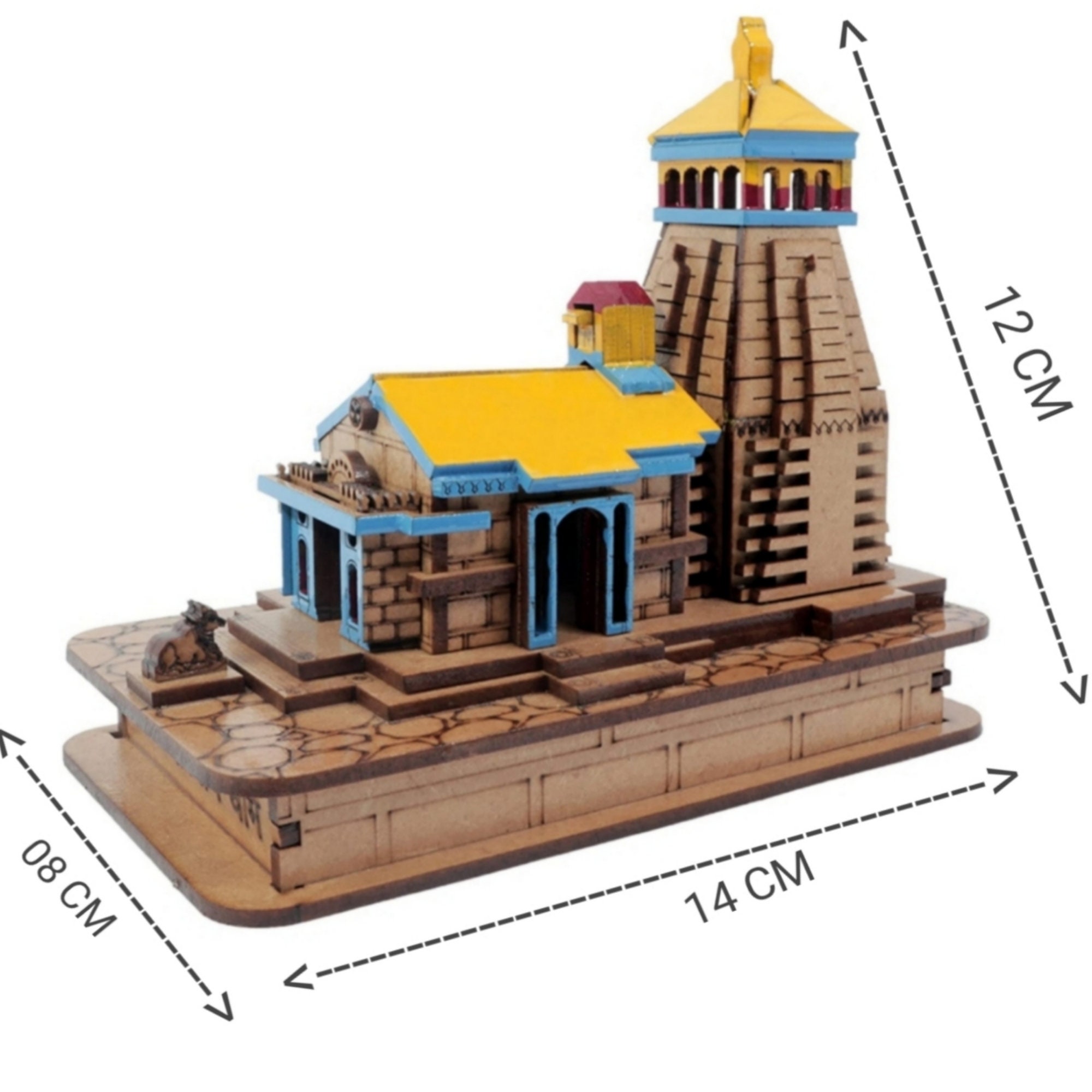 Kedarnath 3D Wood Tempal Showpiece for Home Office Decorations and Car