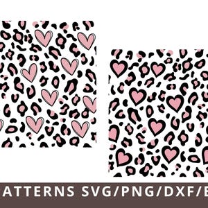 Leopard Heart Pattern Svg Dxf Png, Heart Print Svg, Seamless Svg Cut Files, Cheetah Heart Svg, Valentine Seamless Print Pattern Svg