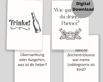Spiel für Paare, Trinkspiel für Paare, Druckbare Spiele für Paare, Wie gut kennen Sie Ihren Partner, Date Night Spiele, Spiel zum Jahrestag