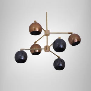 6 Arm light Raw brass bowl - Ceiling light - stilnovo style ceiling fixture - brass fixture - Italian ceiling light Sputnik Chandelier