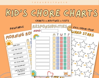 Afdrukbare klusjesgrafiek voor kinderen - ADHD-levensstijl, routines, checklists, beloningen, verantwoordelijkheden