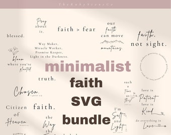 Faith SVG Bundle - Minimalistische esthetiek, Christian Bible Truth Design Pack, Digital Instant Download.