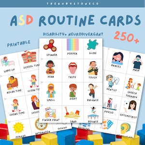 Cartões de rotina para crianças para impressão de autismo - programação visual, TEA, TDAH, recursos neurodivergentes
