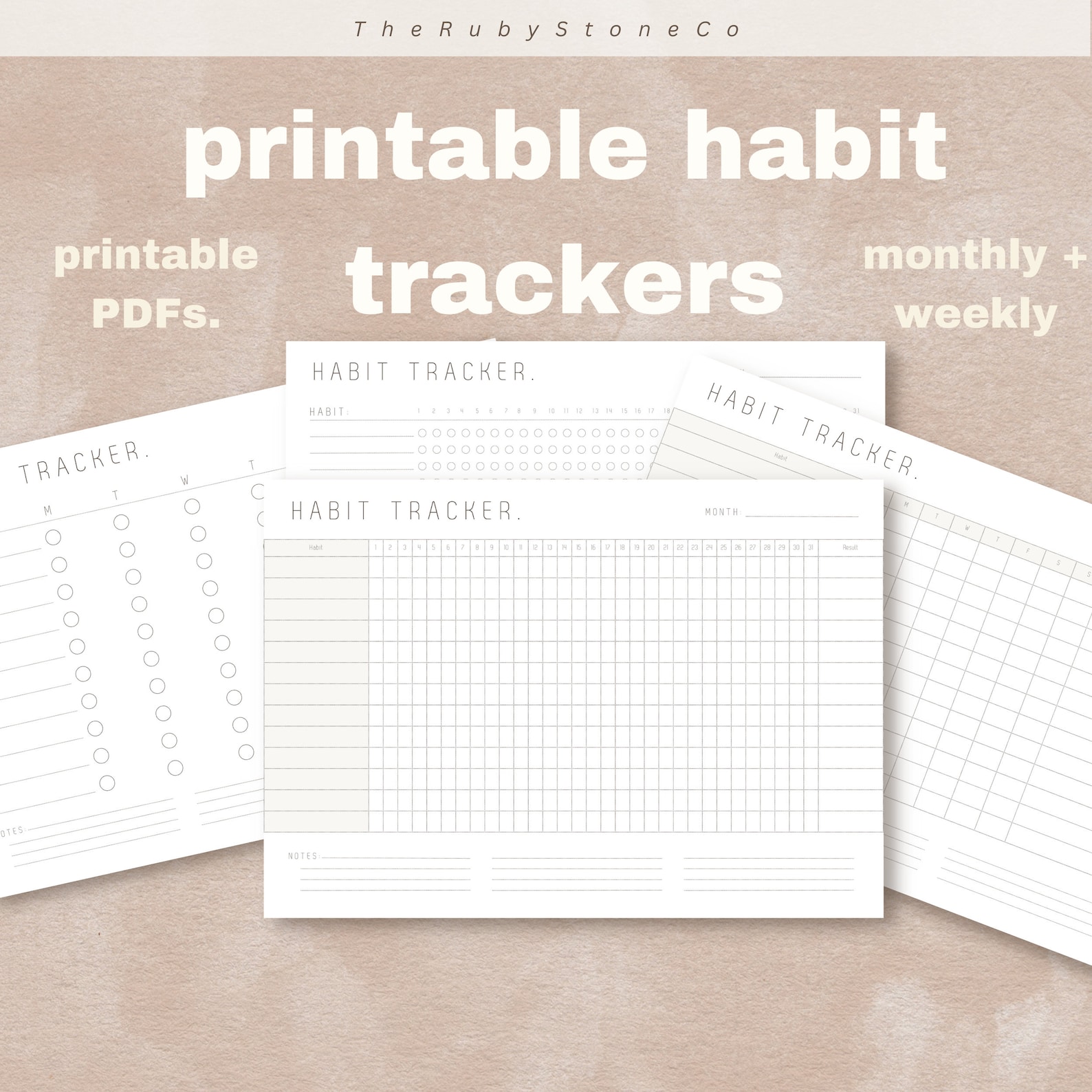 Habit Tracker Monthly + Weekly - Printable Landscape Minimalist ...