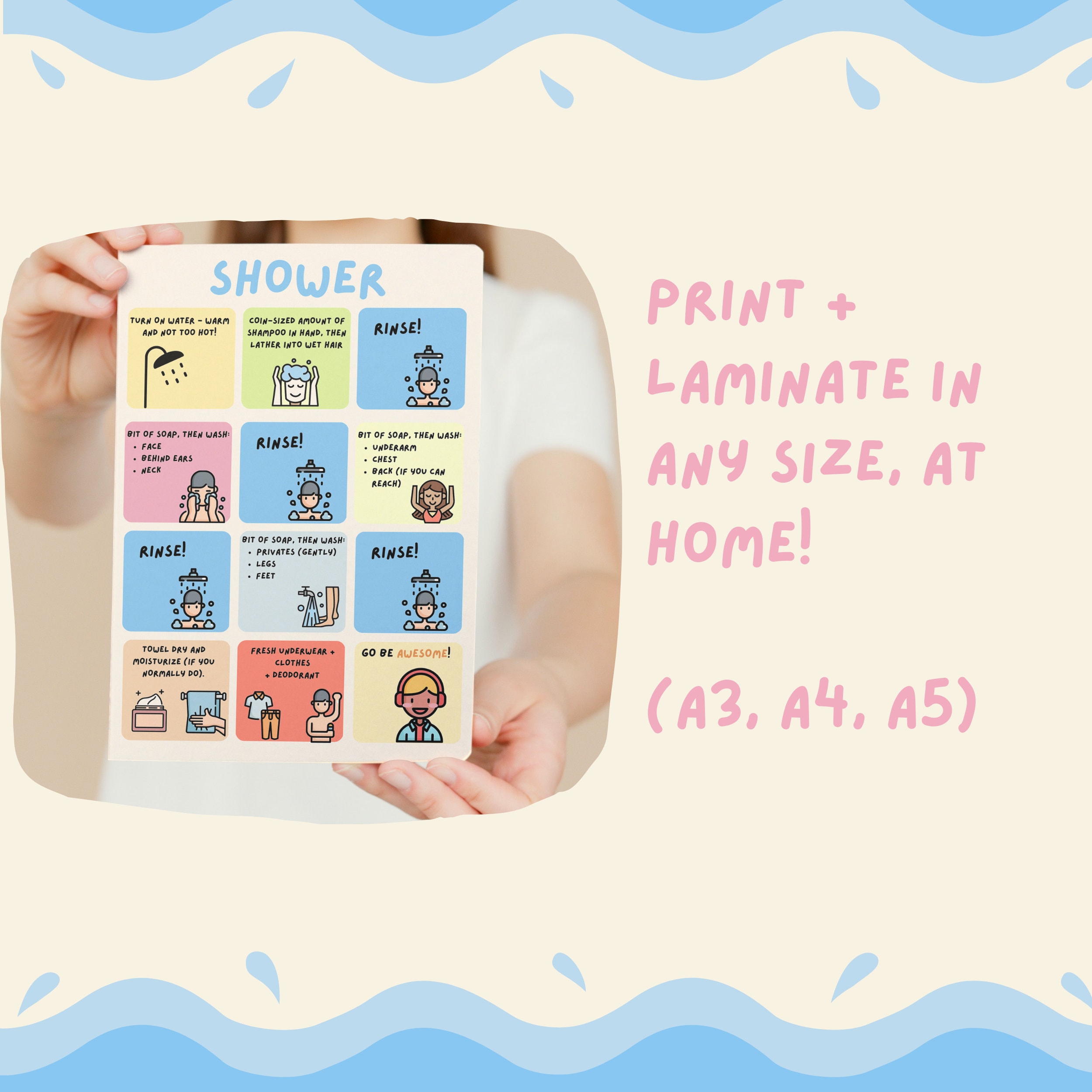 Shower Routine Printable Chart Neurodivergent ADHD Autism Etsy