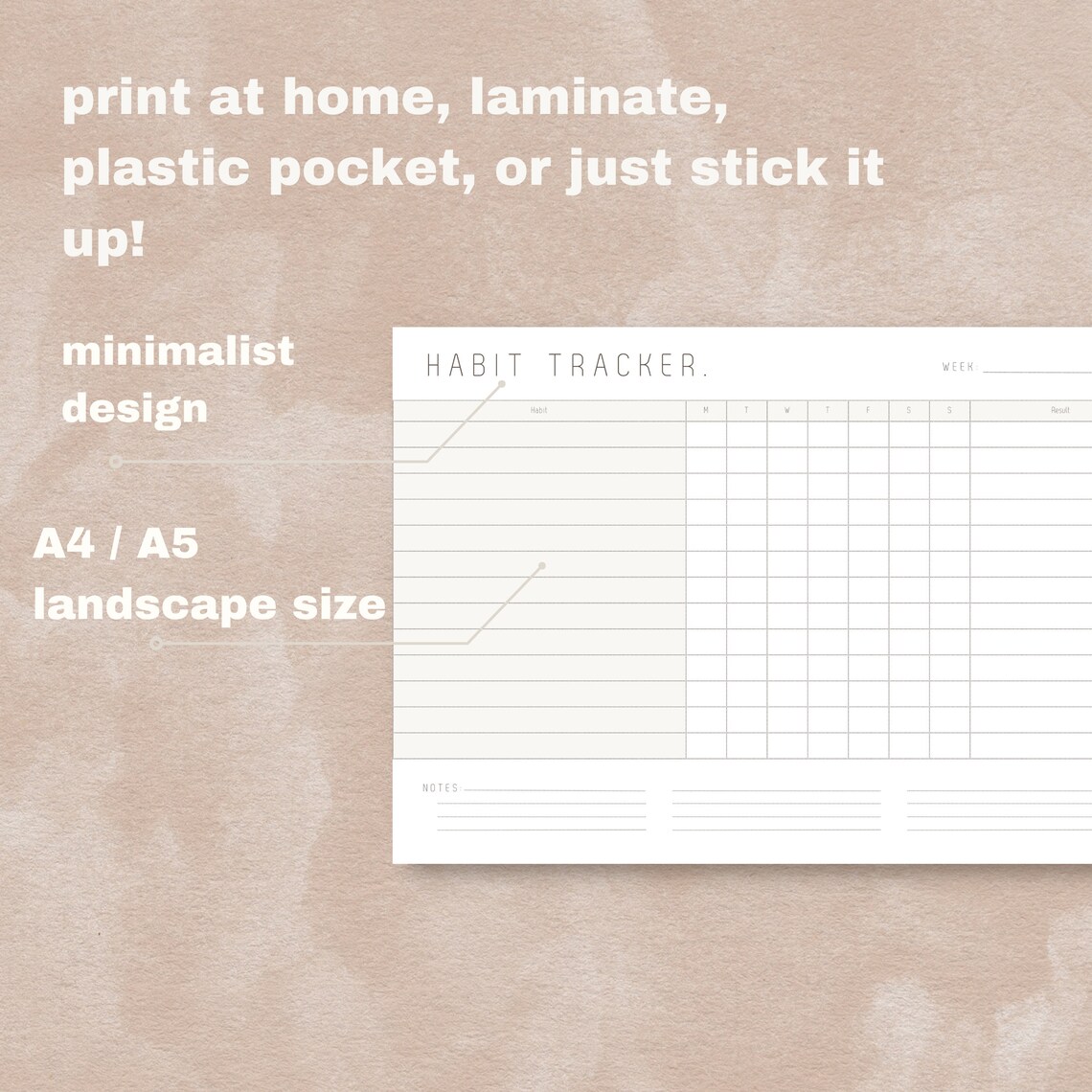 Habit Tracker Monthly + Weekly - Printable Landscape Minimalist ...