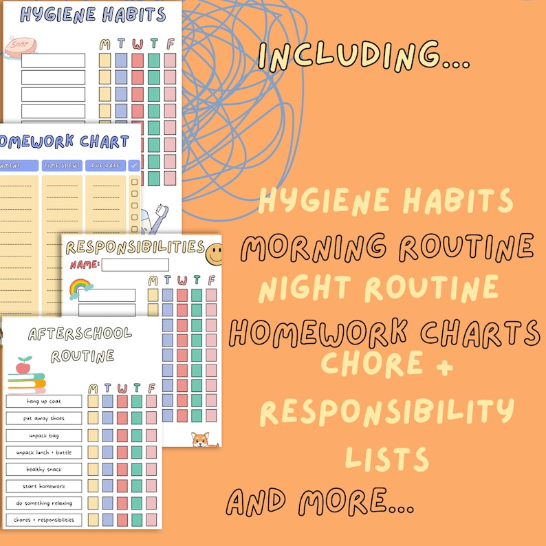 Printable Chore Chart for Kids ADHD Lifestyle, Routines, Checklists