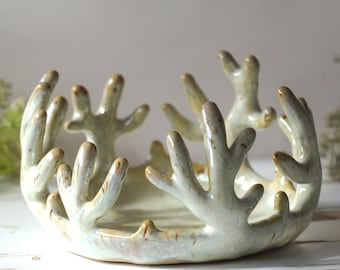 A handmade ceramic bowl in the shape of mother-of-pearl corals by Svetlana Solovaya