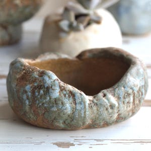 Handmade Ceramic Bowl | Rustic Stoneware Planter | Wabi Sabi Pottery Dish | Bonsai Pot | Organic Shape Rustic Home Decor