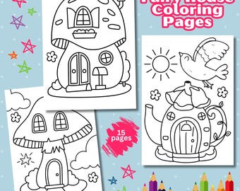 Mushroom House Coloring Pages For Kids: 10 Fantasy Mushroom Houses (PDF Download)