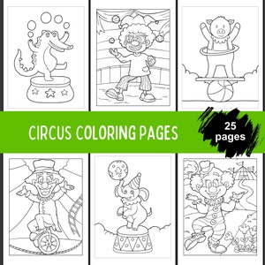 Circus Coloring Pages For Kids, Clown Coloring Pages, Circus Animal Coloring Pages, Printable Circus Birthday Coloring Sheets