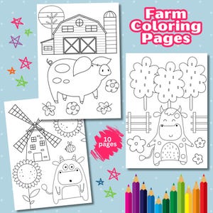 Farm Coloring Pages For Kids, Farm Animal Coloring Pages, Farm Birthday Party, Cute Animal Coloring Pages, Printable Farm Coloring Sheets