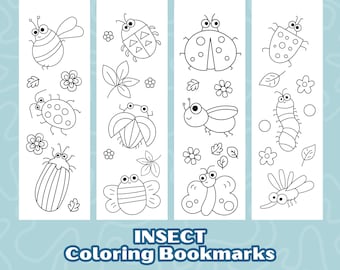 Afdrukbare bladwijzers voor het kleuren van insecten: kinderactiviteit (pdf-download)