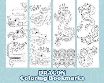 Dragon Coloring Bookmarks for Kids: Printable Party Favors (PDF)