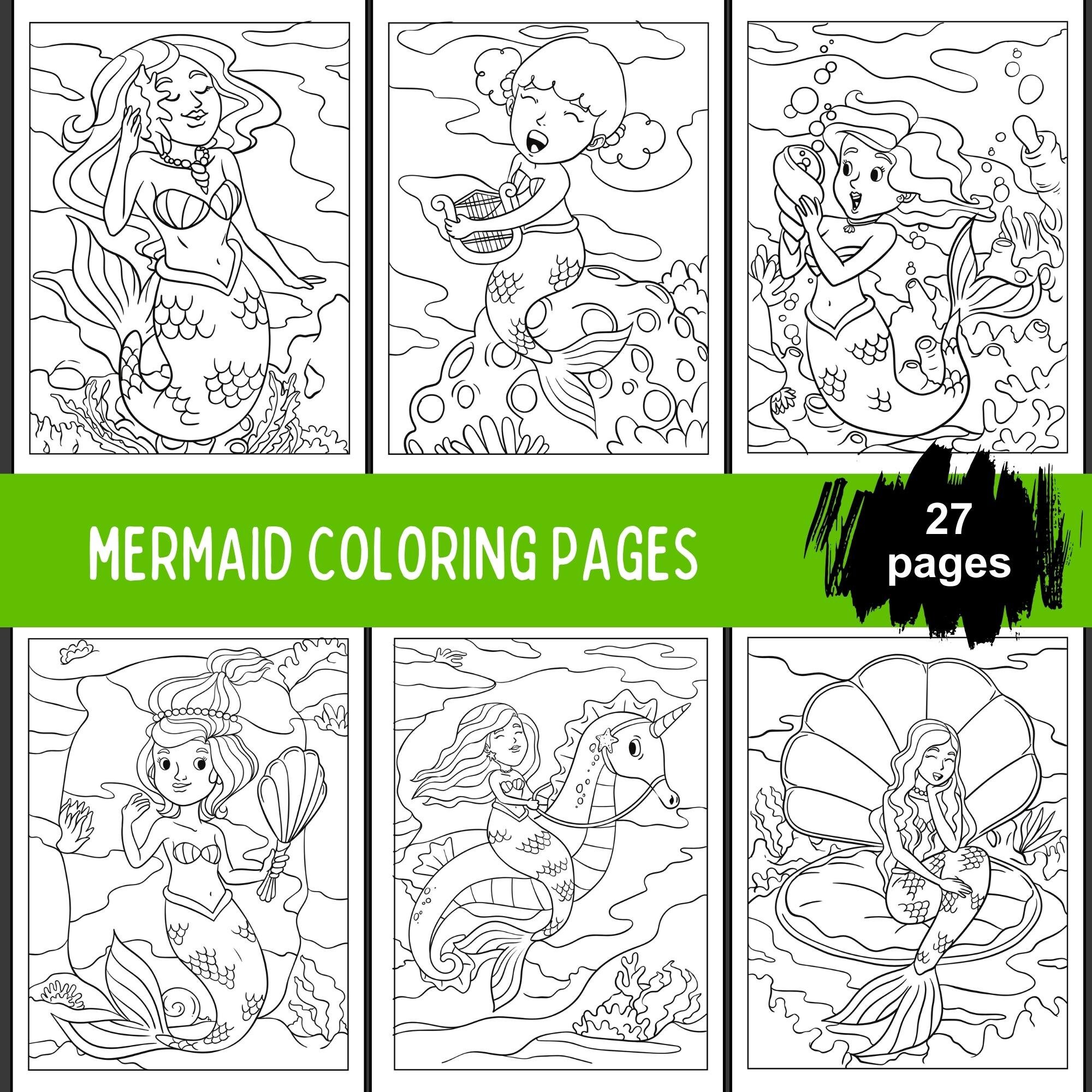 Mermaid Coloring Pages for Kids, Under the Sea Coloring Page, Ocean ...