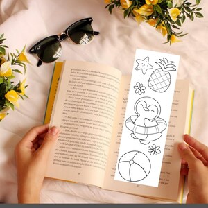 Summer Coloring Bookmarks for Kids, Animal Coloring Bookmarks, Penguin ...