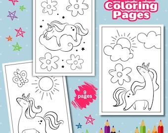 Unicorn Coloring Book: 9 Unicorn Activities For Kids (PDF Download)