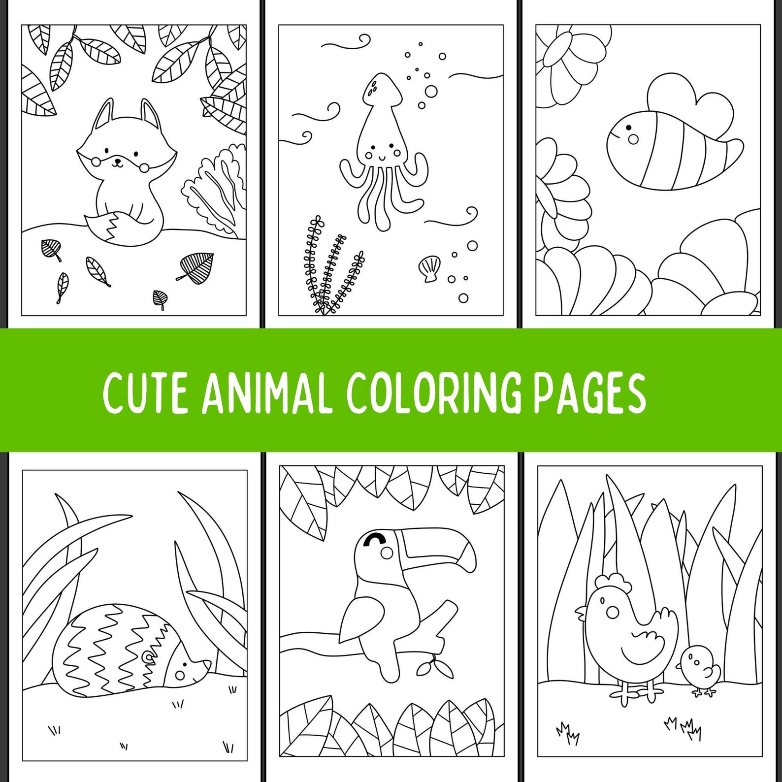 Cute Animal Coloring Pages for Kids, Animal Coloring Sheets for