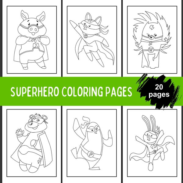 Superhero Coloring Pages For Kids, Superhero Theme Party, Superhero Party, Superhero Animal Coloring Pages, Easy Coloring Pages For Toddlers