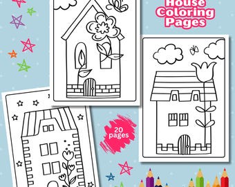 Haus Malvorlagen für Kinder, Easy Cozy Sheets (PDF Download)