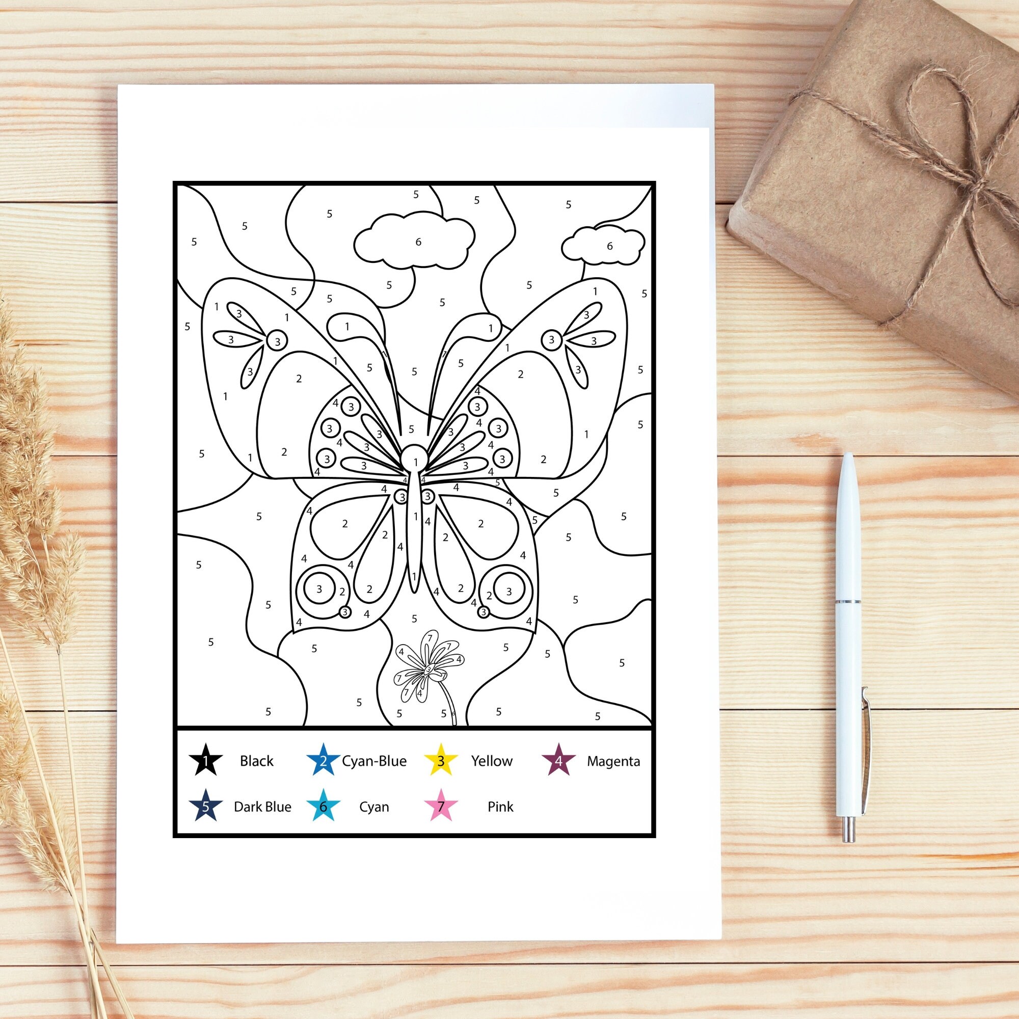 Butterfly Color by Number for Kids, Butterfly Coloring Pages, Color by ...
