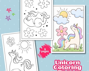 Unicorn Coloring Book: 9 Unicorn Activities For Kids (PDF Download)