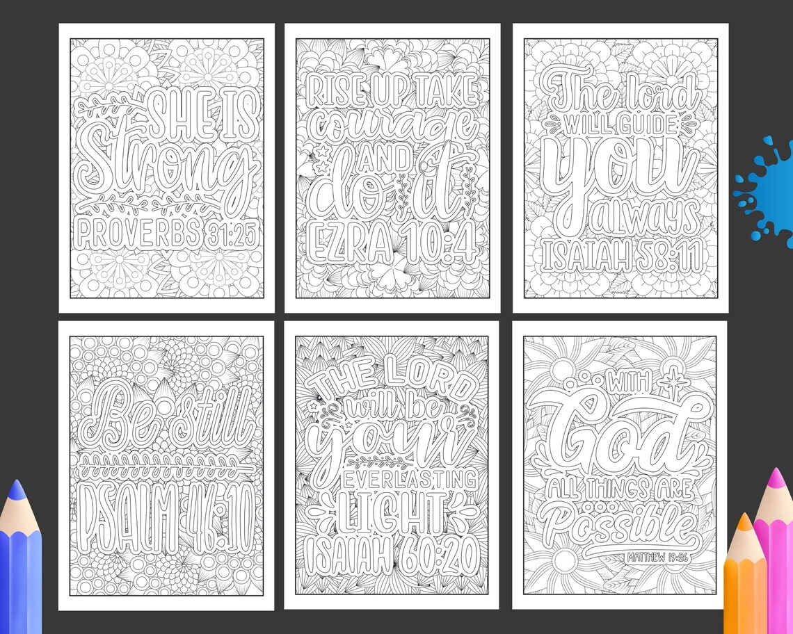 Bible Verse Coloring Pages Bible Verse Coloring Book Bible - Etsy