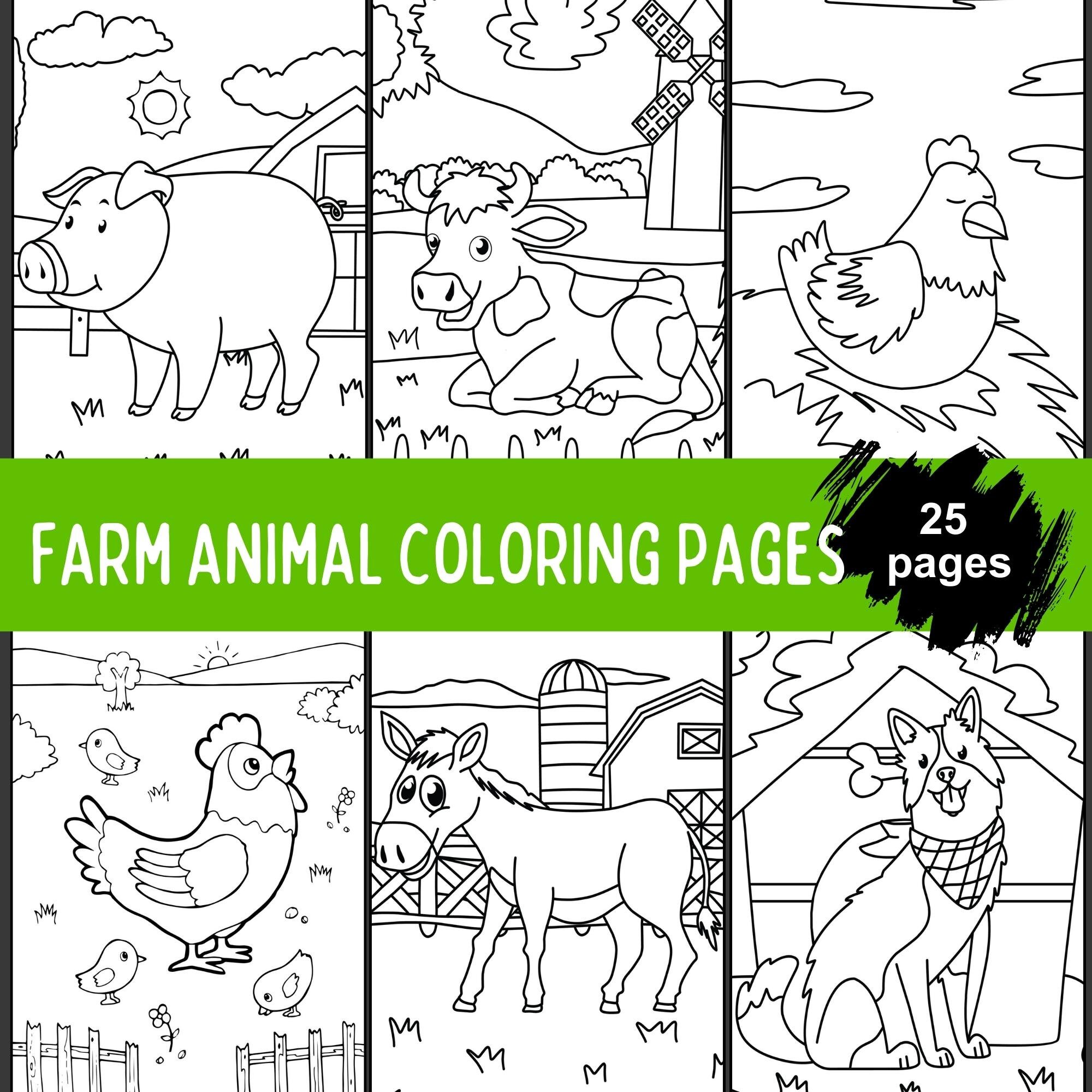 Farm Coloring Pages for Kids, Cute Animal Coloring Pages, Printable