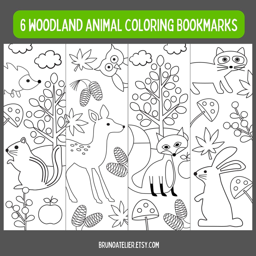 Woodland Animal Bookmark, Printable Bookmarks to Color, Coloring ...