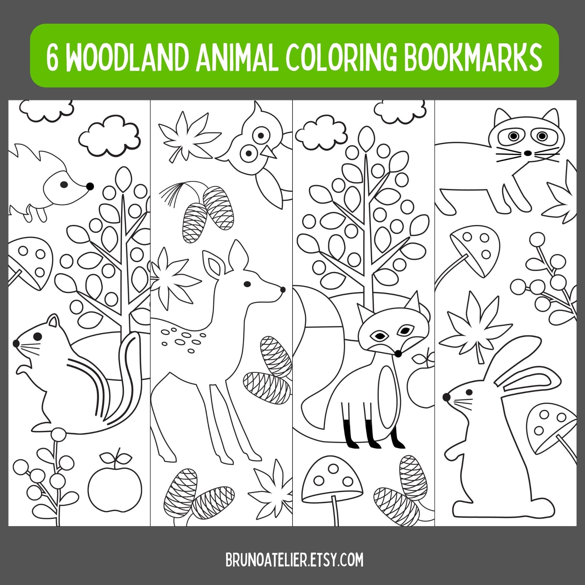 Woodland Animal Bookmark, Printable Bookmarks to Color, Coloring ...