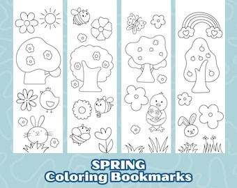 Spring Coloring Bookmarks for Kids: Flower Designs (PDF)