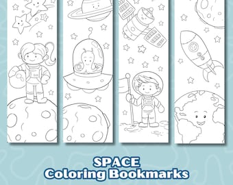 Rymdmålarbokmärken för barn: Astronauter, Planeter (PDF)
