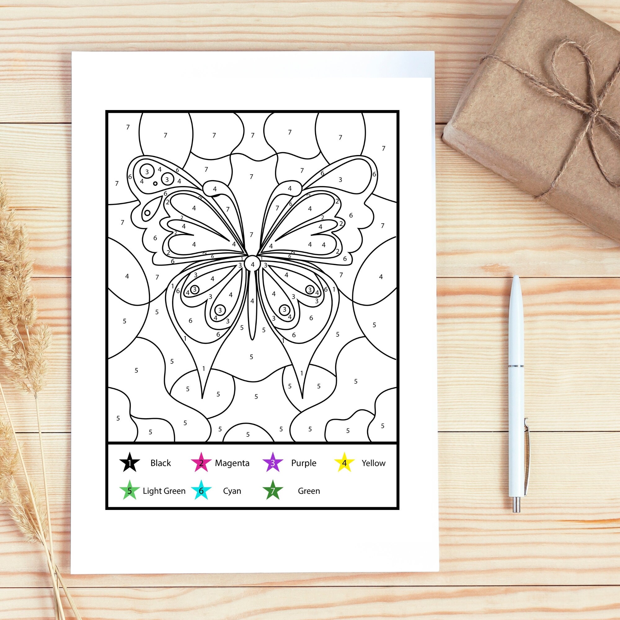 Butterfly Color by Number for Kids, Butterfly Coloring Pages, Color by ...