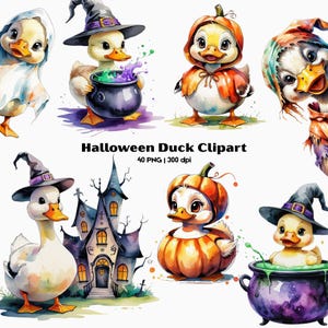 Halloween Duck Clipart Bundle, Funny Duck Clipart, Watercolor Duck Clipart, Cute Halloween Duck PNG, Baby Duck Clipart, Funny Duck PNG