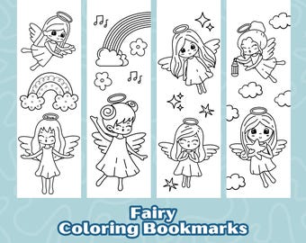 妖精のブックマーク、子供向けの妖精の塗り絵のブックマーク、プリンセスのブックマーク、印刷して色を塗るブックマーク、自分で色を塗るブックマーク