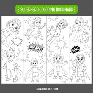 Superhero Coloring Bookmarks for Kids Superhero Bookmarks - Etsy
