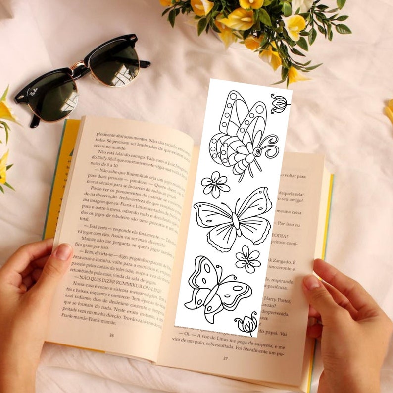 Butterfly Coloring Bookmarks, Set of Bookmarks, Butterfly Bookmarks ...