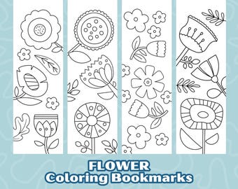 Marcapáginas de flores para colorear e imprimir: Set de 6 diseños florales (PDF)