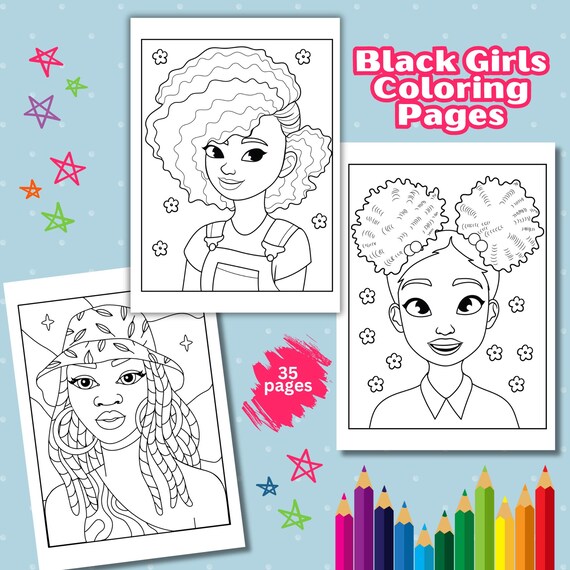 African American Coloring Book For Kids: 35 Black Girl Coloring Pages (PDF, A4 size)