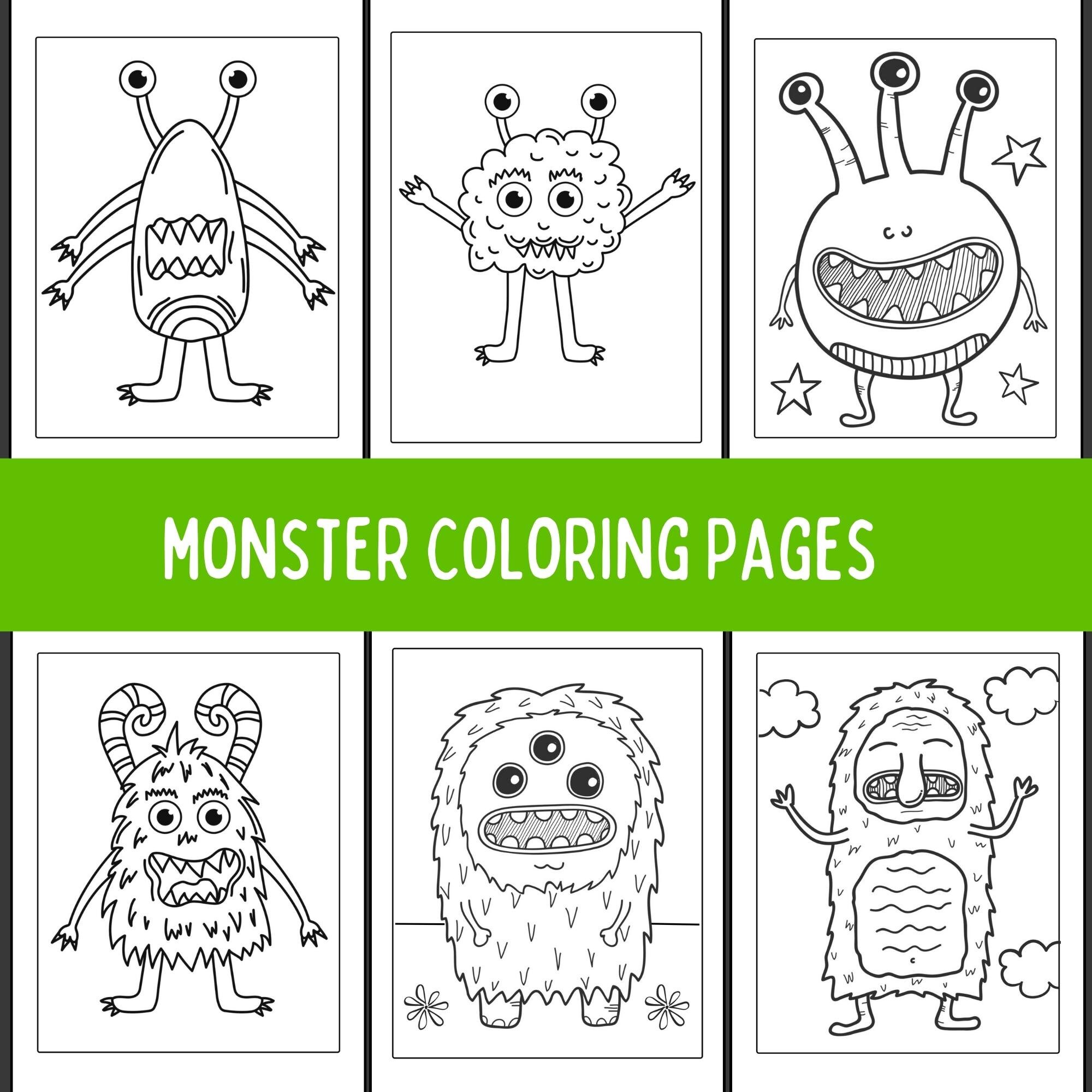 Monster Coloring Pages for Kids, Monster Birthday Party, Alien Coloring