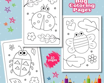 Bug Coloring Pages for Kids, Springtime Insects (PDF)