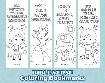 Bible Verse Coloring Bookmarks for Kids: Printable Bookmarks (PDF)