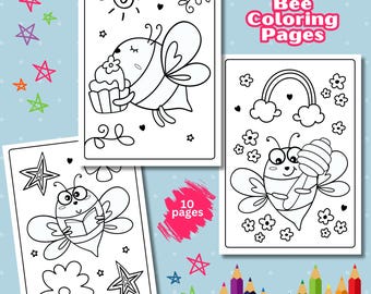 Dibujos de abejas para colorear para niños, insectos imprimibles (PDF)