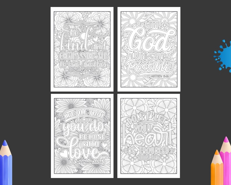 Bible Verse Coloring Pages Bible Verse Coloring Book Bible - Etsy