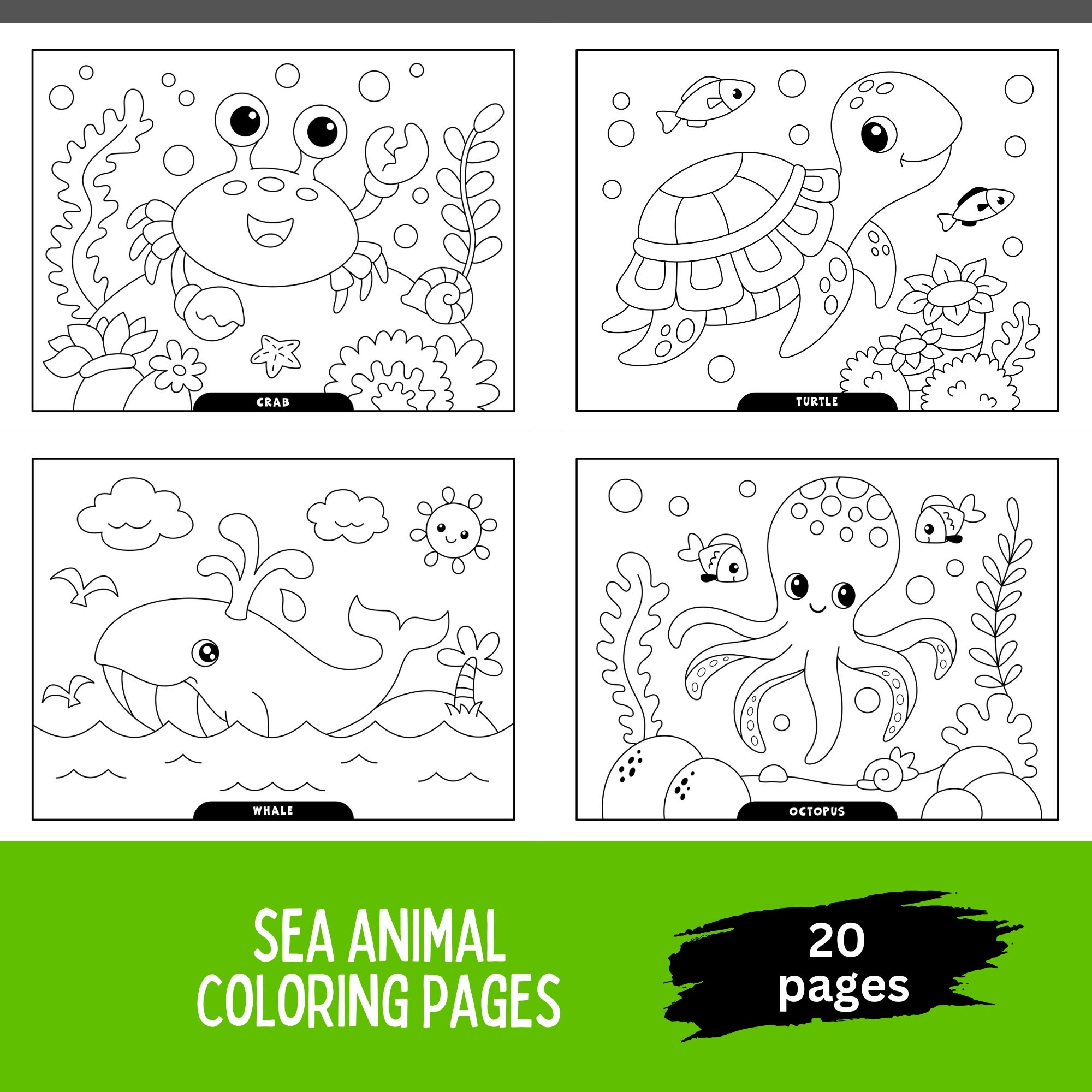 Sea Animals Coloring Pages for Kids, Sea Creatures Coloring Pages