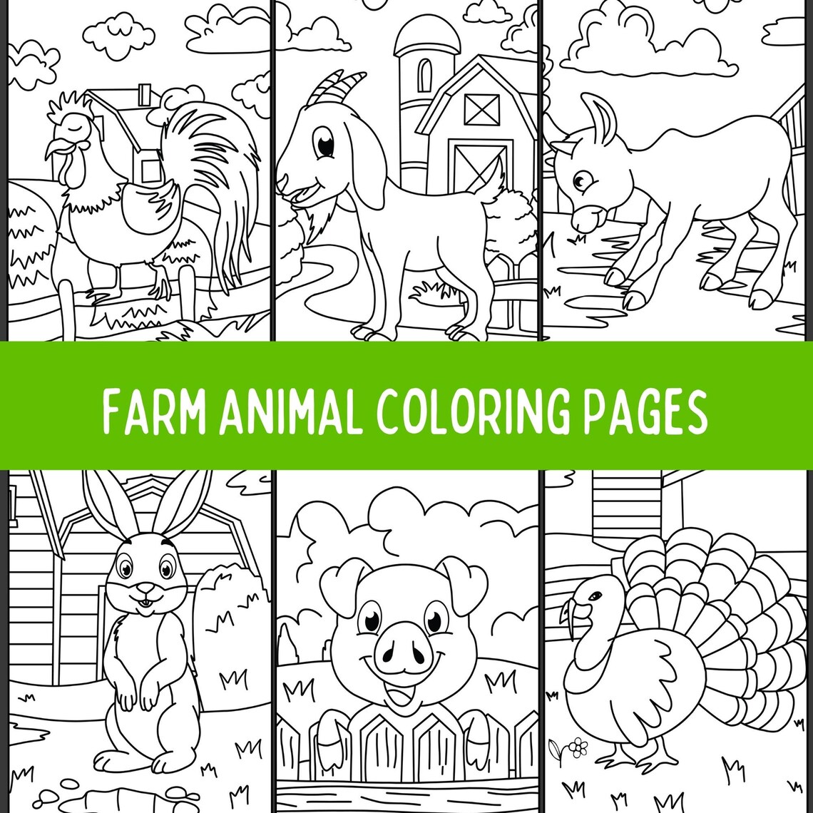 Farm Coloring Pages for Kids, Cute Animal Coloring Pages, Printable